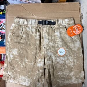 Wonder Nation Boys Buckle Up Shorts Size L (10-12) Beige Above The Knee NWT
